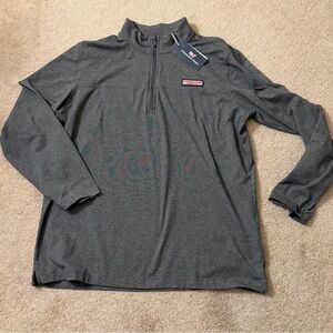 Vineyard Vines Edgartown Shep Shirt Charcoal Zip Pullover with Pink Logo NWT